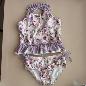 Cheeky Plum Floral Ruffled Two-Piece Swimsuit